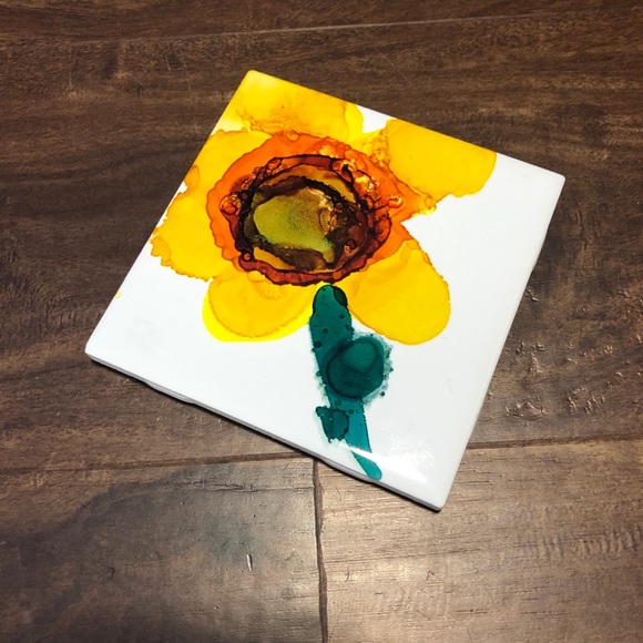 Set of Four Hand Painted Sunflower Coasters - Picture 6 of 7